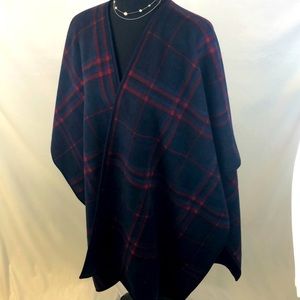 Blue and Red Plaid Poncho